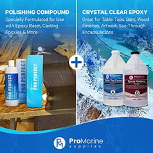 Load image into Gallery viewer, Pro Marine Supplies Clear Table Top Epoxy Resin (1 Gallon Kit) Bundle With Pro Perfect | UV Resistant and Self-leveling Resin | Resin Polishing Compound | For River Tables, Woodworking, Jewelry &amp; More
