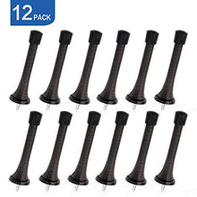 Load image into Gallery viewer, HOMOTEK 12 Pack Oil Rubbed Bronze Spring Door Stops,3-1/4” Heavy Duty Door Stop - Flexible Spring Door Stopper with Low Mounted Black Rubber Bumper Tips
