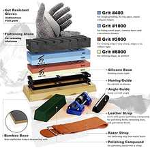 Load image into Gallery viewer, Complete Knife Sharpening Stone Set, KERYE Professional Japanese Whetstone Sharpener, Premium 4 Side Grit 400/1000 3000/8000 Water Stone, Flattening Stone, Chisel Honing Guide, Cut Resistant Gloves
