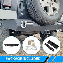 Load image into Gallery viewer, Rear Bumper Compatible with 2007-2018 Jeep Wrangler JK &amp; Unlimited Rock Crawler Bumper w/2" Hitch Receiver, D-Ring, LED Lights (Textured Black)
