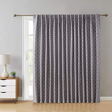 Load image into Gallery viewer, HLC.ME Franklin Moroccan Trellis 100% Complete Full Blackout Thermal Insulated Extra Wide Back Tab Curtain Panel for Sliding Glass Patio Door - Energy Savings &amp; Soundproof (100 x 84 inch Long, Grey)

