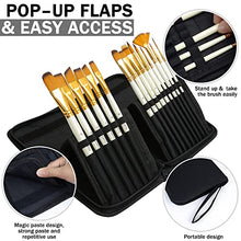 Load image into Gallery viewer, DUGATO Paint Brush Holder &amp; Organizer, Premium Black Canvas Bag, Case Brush For 15 Pcs Oil, Acrylic, Watercolor Paintbrushes, Artist Brush Carrying Case/w Pop-Up Flaps (Brush Not Included)
