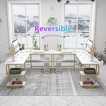 Load image into Gallery viewer, Teraves Reversible L Shaped Desk with Shelves Round Corner Computer Desk Gaming Table Workstation for Home Office
