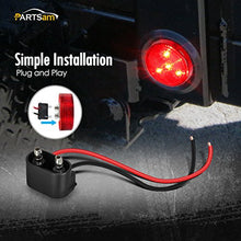 Load image into Gallery viewer, Partsam 2pcs Red Led Light Trailer 2" Round w/Plug &amp; Grommet Kits Marker 4 LED, Flush Mount Red 2 Inch Round Led Trailer Lights, Sealed 2 Inch Round Led Marker Lights Red RV Trucks
