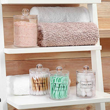 Load image into Gallery viewer, AOZITA 4 Pack Qtip Holder Dispenser for Cotton Ball, Cotton Swab, Cotton Round Pads, Floss - 10 oz Clear Plastic Apothecary Jar Set for Bathroom Canister Storage Organization, Vanity Makeup Organizer
