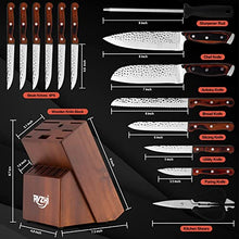Load image into Gallery viewer, RVZHI BBQ Grill Light Night Outdoor LED Light and 15-Piece High-Carbon Stainless Steel Kitchen Knife Set with Wooden Block
