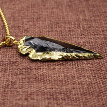Load image into Gallery viewer, COAI Raw Obsidian Dragonglass Arrowhead Pendant Necklace for Men 31.5"
