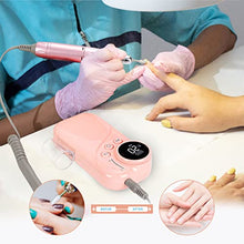 Load image into Gallery viewer, Rechargeable Nail Drill Electric Nail File, Professional 35000RPM Nail Drills for Acrylic Nails, Portable Electric E File for Gel Nails, Manicure Pedicure Polishing Shape Tools with 11Pcs Drill Bits
