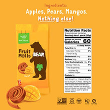 Load image into Gallery viewer, BEAR Real Fruit Snack Rolls - Gluten Free, Vegan, and Non-GMO - Mango – 12 Pack (2 Rolls Per Pack) - Healthy School And Lunch Snacks For Kids And Adults
