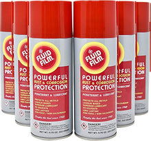 Load image into Gallery viewer, Fluid Film Rust &amp; Corrosion Protection, Metal Surface Penetrant &amp; Lubricant, Marine, Automotive, Industrial, Home, 11.75 Oz Aerosol Spray (Pack of 6)
