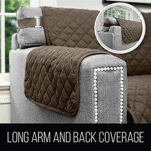 Load image into Gallery viewer, Sofa Shield Original Patent Pending Reversible Chair Protector for Seat Width up to 23 Inch, Furniture Slipcover, 2 Inch Strap, Chairs Slip Cover Throw for Pets, Cats, Armchair, Light Gray Charcoal
