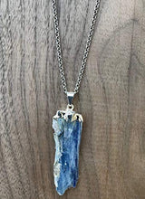 Load image into Gallery viewer, Natural Kyanite and Quartz Crystal Pendant Necklace 22 inches
