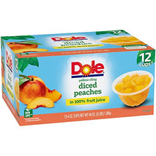 Load image into Gallery viewer, Dole Fruit Bowls Diced Peaches in 100% Juice, Gluten Free Healthy Snack, 4 Oz, 12 Total Cups

