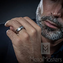 Load image into Gallery viewer, Metal Masters Co. Titanium Men's Wedding Band Engagement Ring with 9 Large Princess Cut Cubic Zirconia Size 11.5
