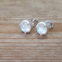 Load image into Gallery viewer, Rainbow Moonstone Stud Earrings 925 Sterling Silver Post studs Small 6mm Natural For Women Jewelry
