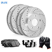 Load image into Gallery viewer, R1 Concepts eLINE Series Front Rear Drilled and Slotted Brake Rotors with Ceramic Brake Pads and Hardware Kit Compatible For 2005-2010 Scion tC
