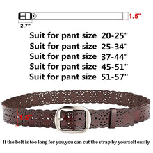 Load image into Gallery viewer, JASGOOD Women’s Hollow Flower Leather Belt for Jeans Pants Wide Belt for Ladies (Suitable for pant size 37-44 Inch, 24-brown)
