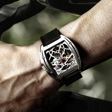 Load image into Gallery viewer, CIGA Design Z Series Automatic Mechanical Watch, Skeleton Stainless Steel Analog Silver Wristwatch Tonneau Sapphire Crystal for Men Women with Leather and Silicone Strap

