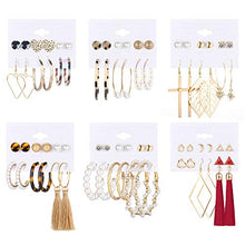 Load image into Gallery viewer, Udalyn 36 Pairs Fashion Earrings Set for Women Bohemian Dangle Tassel Earring Packs Acrylic Pearl Hoop Earrings Cute Small Ball Heart Moon CZ Stud Earrings for Birthday Gifts
