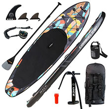 Load image into Gallery viewer, Underice Black Carbon Inflatable Stand Up Paddle Board, 11'33"6" Advanced SUP with Oversize Thick Backpack,9" Super-Easy Fins, 3-Piece Paddle, 10' Strong Safety Leash, Faster Inflate and Deflate Pump
