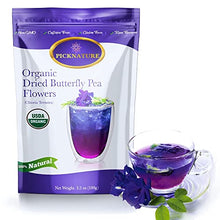 Load image into Gallery viewer, PICKNATURE 100% USDA Organic Butterfly Pea Flower Tea 3.50 oz. - Antioxidant Rich Dried Herbal Loose Leaf Blue Tea Flowers - Perfect Holiday Gifts for Parents and Family - Product of Thailand
