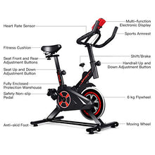 Load image into Gallery viewer, Goplus Adjustable Exercise Bike, Indoor Cycling Stationary Bike with Heart Rate Sensors, LCD Display, Silent belt, 5-Position Adjustable Saddle for Home Cardio Gym Workout (Black)
