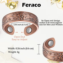 Load image into Gallery viewer, Feraco Magnetic Bracelet &amp; Ring for Women Arthritis Pain Relief Sleek titanium Steel Magnet Therapy Bracelets &amp; opper Magnetic Rings for Women, 3500 Gauss Strong
