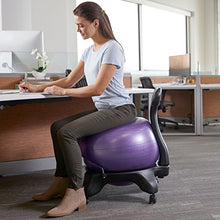 Load image into Gallery viewer, Gaiam Classic Balance Ball Chair – Exercise Stability Yoga Ball Premium Ergonomic Chair for Home and Office Desk with Air Pump, Exercise Guide and Satisfaction Guarantee, Blue

