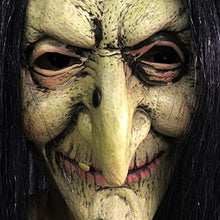 Load image into Gallery viewer, Old Woman Witch Mask Green Face Halloween Creepy Scary Horror Cosplay Costume
