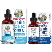 Load image into Gallery viewer, Liquid Ionic Zinc &amp; K2 (MK7) Bundle by MaryRuth's | Organic Glycerin + Zinc Sulfate, 4oz | Vitamin K2 MK7 Liquid Drops, 1oz | Formulated for Adults &amp; Kids | | Vegan, Non-GMO, Gluten Free

