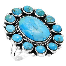 Load image into Gallery viewer, Turquoise Ring Sterling Silver 925 Genuine Gemstones Size 6 to 11 (Turquoise) (10)
