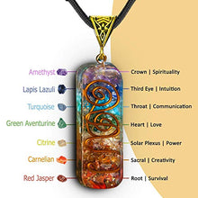 Load image into Gallery viewer, Crystal Vibe Orgone Seven Chakra Stones Handmade Healing Pendant Crystal Necklace with Adjustable Cord for EMF Protection, Stress, Anxiety, Meditation, Spiritual Gift Jewelry
