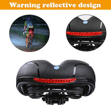 Load image into Gallery viewer, Comfortable Bike Seat-Padded Soft Bicycle Cushion Memory Foam Waterproof Wide Bike Saddle with Dual Shock Absorbing Rubber Balls Universal Fit for Indoor/Outdoor Bikes with Red Warning Strip(Blue)
