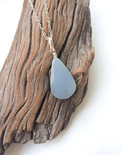 Load image into Gallery viewer, Tiny Celestite sterling Silver Handmade pendant, Teardrop shape
