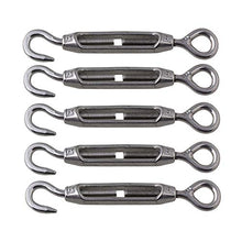 Load image into Gallery viewer, BQLZR M4 Stainless Steel 304 Hook &amp; Eye Turnbuckle Wire Rope Tension Pack of 5
