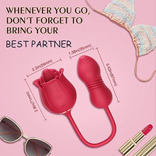 Load image into Gallery viewer, Rose Toy Vibrator for Woman - 3 in 1 Clitoral Stimulator Tongue Licking Thrusting G Spot Dildo Vibrator with 9 Modes, Rose Adult Sex Toys Games, Clit Nipple Licker for Women Man Couple
