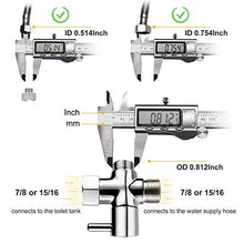 Load image into Gallery viewer, SOMDARHK T Adapter,T Adapter with Shut-off Valve,3-way Tee Connector,T Adapter for Bidet,T Valve Adapter,Metal Brass T Valve Diverter,Chrome Finish
