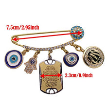 Load image into Gallery viewer, Muslim Islam Allah Quran Vanyakad Turkish Evil Eye Hamsa Hand of Fatima Stainless Steel Pin Brooch Baby Pin
