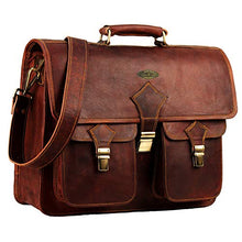 Load image into Gallery viewer, Vintage Leather Laptop Bags for Men Full Grain Large Leather Messenger bag for men 18 inches with rustic look Best leather briefcase by Hulsh
