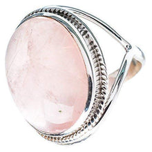 Load image into Gallery viewer, Rose Quartz Silver Ring 925 Solid Sterling Silver Handmade Jewelry Size 3-13 US
