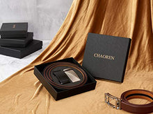 Load image into Gallery viewer, Belts Men, CHAOREN Leather Ratchet Belt 2 Pack with Click Sliding Buckle 1 3/8" in Gift Set Box - Adjustable Trim to Fit
