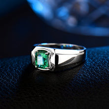 Load image into Gallery viewer, Lanmi Men's 14K/18K Yellow White Gold Natural Emerald Ring Sapphire Tanzanite Engagement Wedding Band with Diamonds for Man Father's Day
