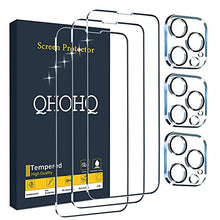 Load image into Gallery viewer, QHOHQ 3 Pack Screen Protector Compatible for iPhone 13 Pro Max 6.7" with 3 Pack Camera Lens Protector, Ultra HD Full Screen Tempered Glass, 9H Hardness, Scratch Resistant, Easy Install - Case Friendly
