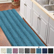 Load image into Gallery viewer, Turquoize Non-Slip Bath Mat Oversize Bathroom Rug Shag Shower Mat Ultra Soft &amp; Water Absorbent Bath Rug for Bathroom/Kitchen Washable Rug, Perfect for Doormats, Tub, Size 59" X 20", Turquoise Blue
