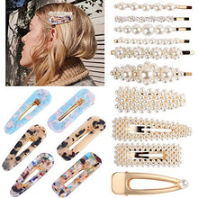 Load image into Gallery viewer, Souarts 16PCS Hair Clips Resin Hair Clip Pearl Hair Clip Acrylic Alligator Artificial Bridal Hair Barrettes Geometric Hair Styling Pins for Women, Ladies, Girls 1 Set (multicolor)
