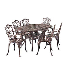 Load image into Gallery viewer, Christopher Knight Home Haitian Cast Aluminum Outdoor Dining Set, 7-Pcs Set, Copper
