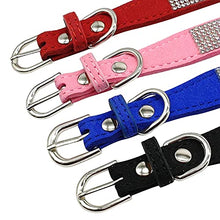Load image into Gallery viewer, N C Bling Bowknot Suede Leather Rhinestone Dog Collarand Leash Set Pet Puppy Cat Chihuahua Collars for Small Medium Dogs Cats Pink Red X Small
