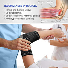 Load image into Gallery viewer, ABYON Tennis Elbow Straps (2 Pack) + Elbow Compression Sleeve (1 Pack),Elbow Brace with Medical Compression for Tendonitis, Elbow Support for Men &amp; Women (Black, Large)
