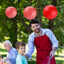 Load image into Gallery viewer, Blulu Picnic Party Decorations Paper Lanterns Round Hanging Lanterns Picnic Party Lanterns for Summer Barbecue Birthdays Holidays Picnic Party Supplies (White and Red Plaid, Pure Red, 6 Pieces)
