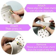Load image into Gallery viewer, FOOIND 45PCS Shoe Charms Glow in the Dark &amp; 1 Wristbands ,Food Pattern Shoe Charms for Croc Clog Shoes Bands Bracelet Wristband Party, Dinosaur Pattern Shoe Charms for Teens Children Birthday Gifts
